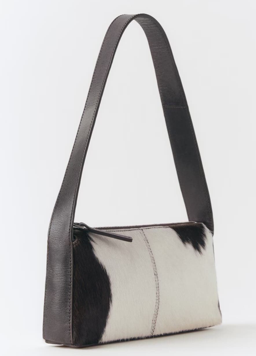 Bolso hombro piel pelo de Mango