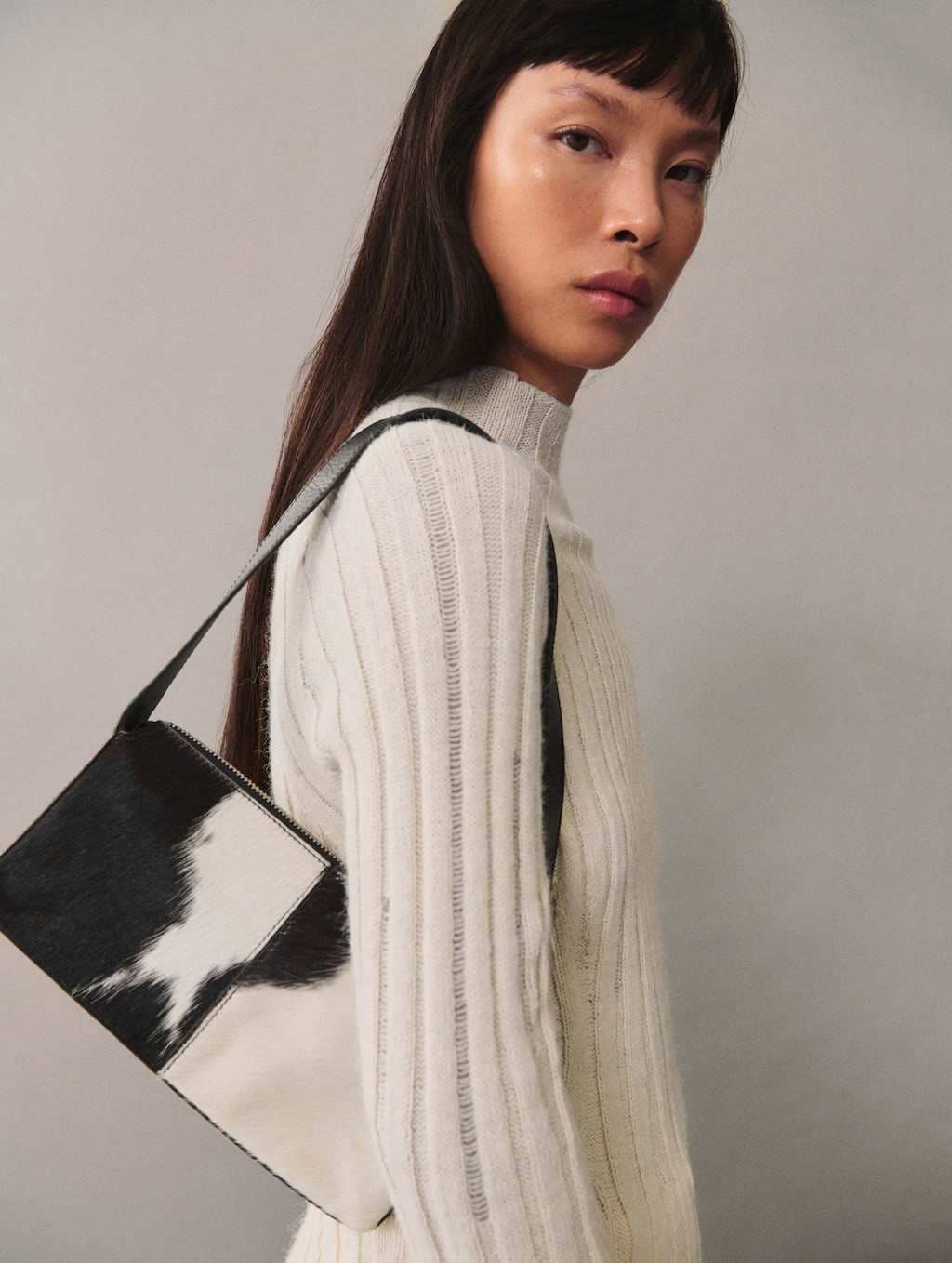 Bolso hombro piel pelo de Mango