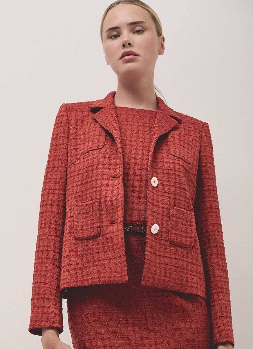 Roberto Verino Chaqueta de mujer corta trama con cuadro en El Corte Inglés