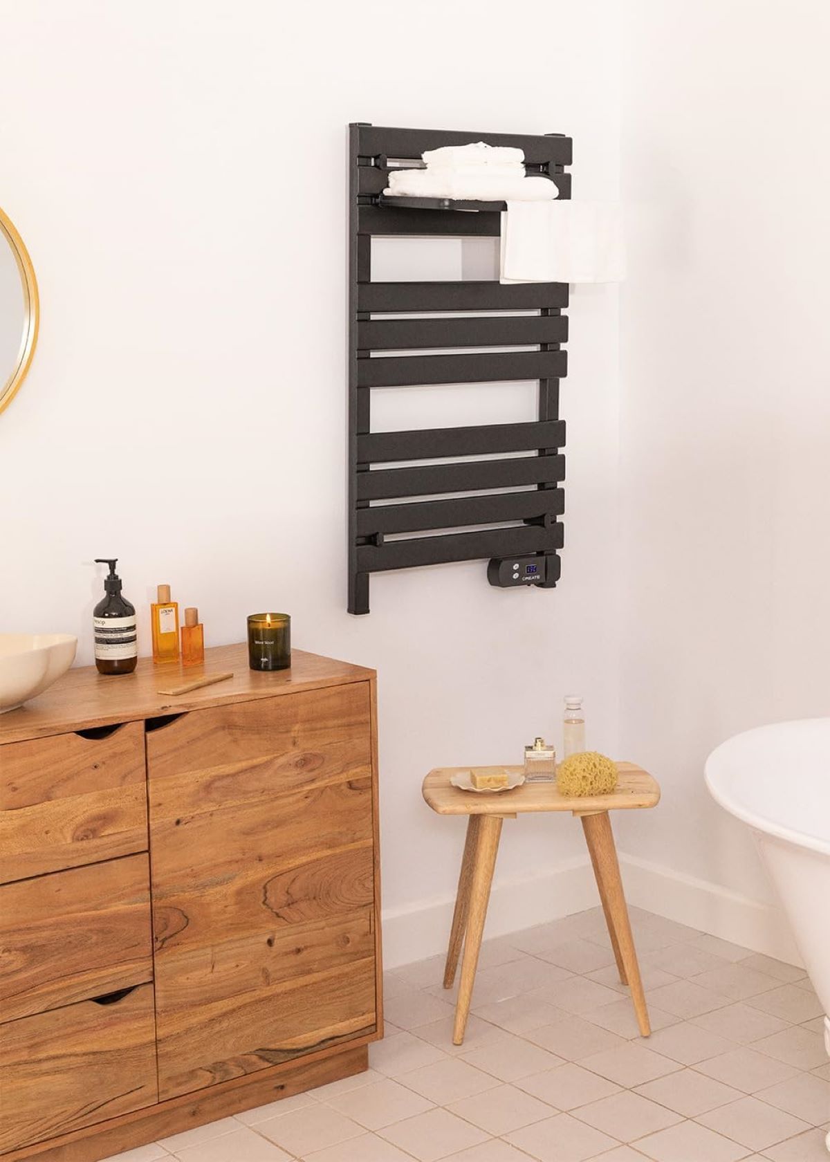 Toallero eléctrico con estante CREATE de Amazon