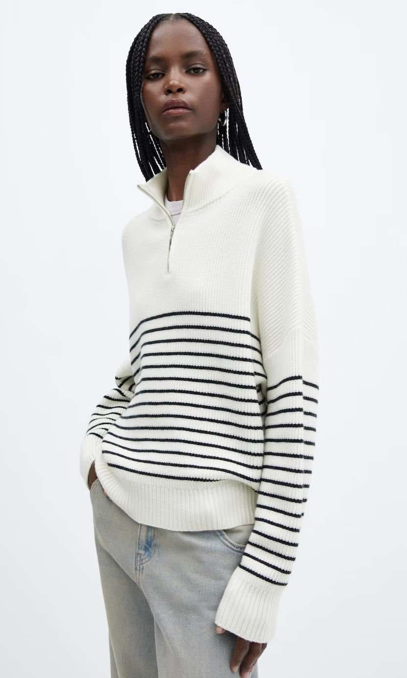 Jersey rayas cremallera de Mango