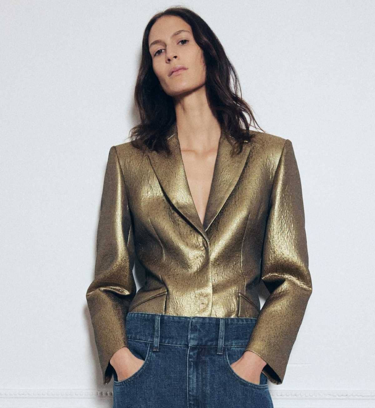 Blazer metalizada zw collection de Zara