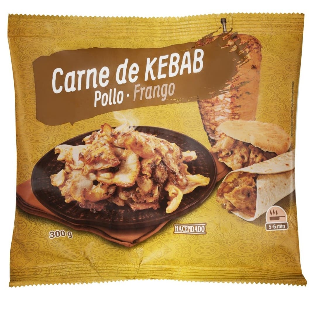 Relleno para kebab con carne de pollo asado Hacendado ultracongelado