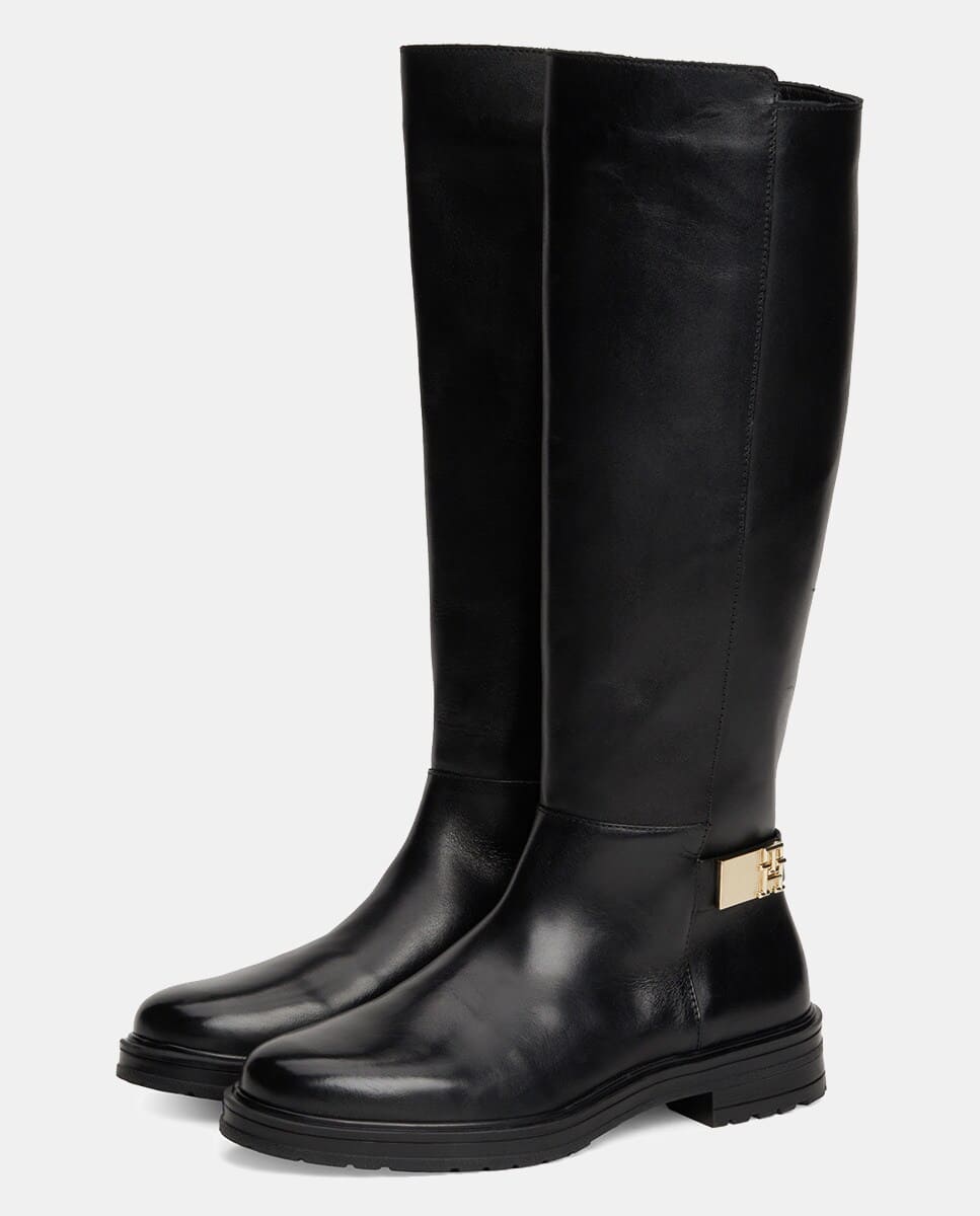 El Corte Inglés Botas de caña alta en mezcla de piel y ante de Tommy Hilfiger