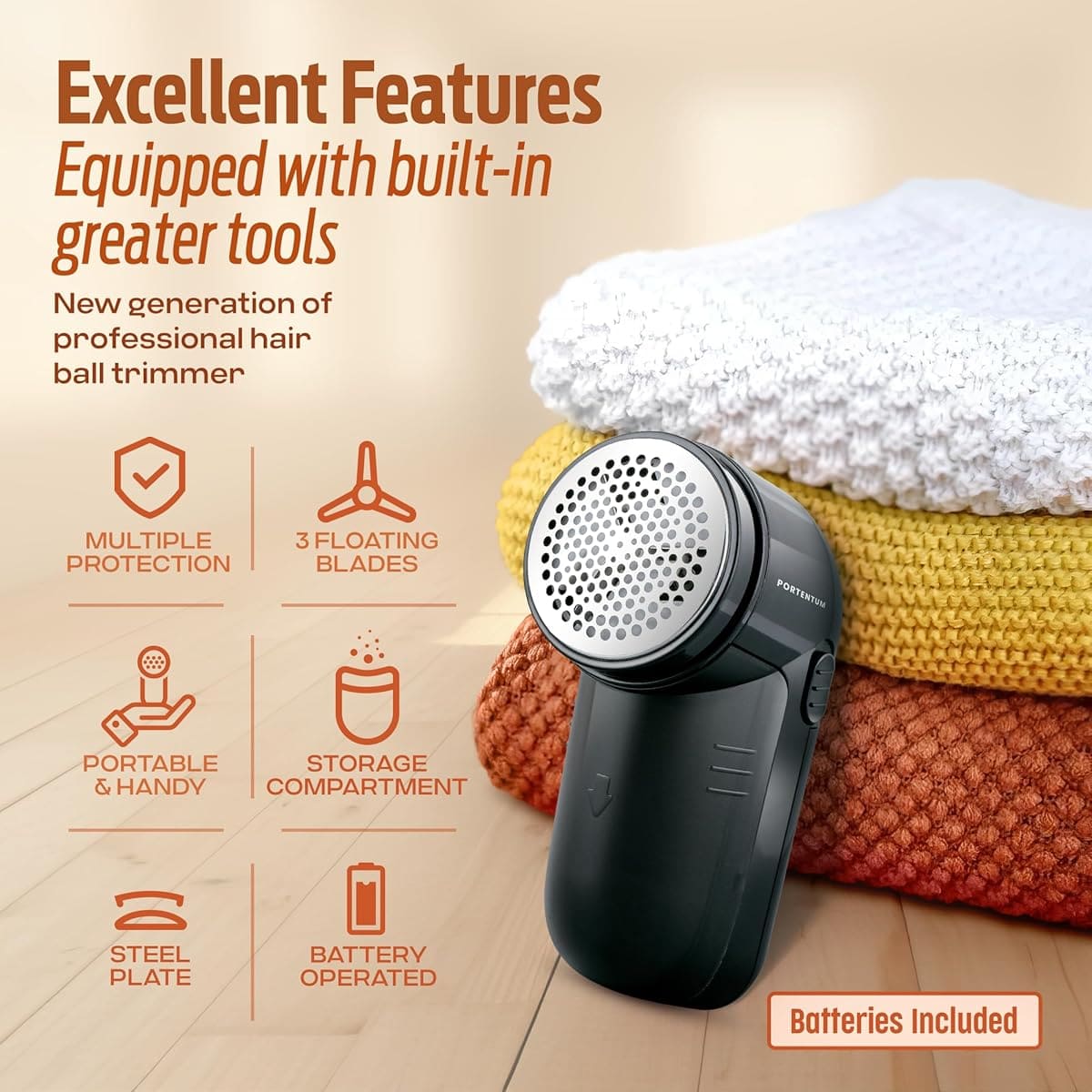 El nuevo quitapelusas eléctrico para ropa PORTENTUM de Amazon