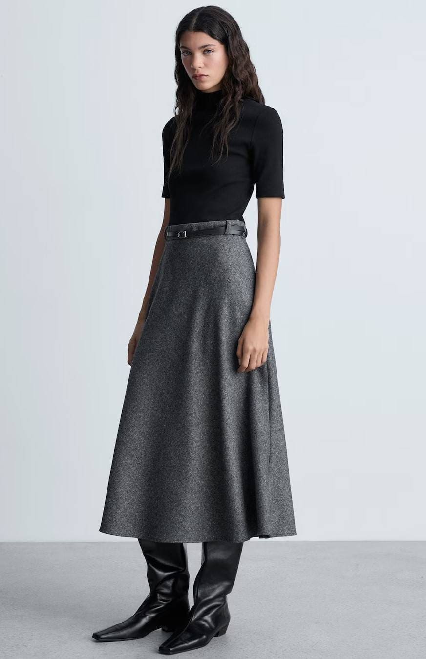 Vestido combinado cuello alto de Mango