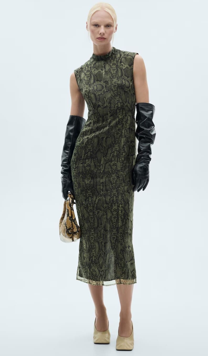 Vestido organza espalda abierta de Mango