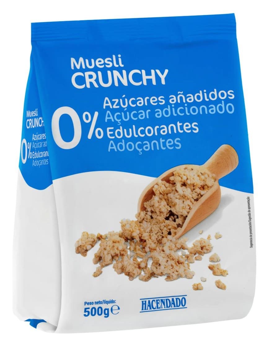 Muesli Crunchy Hacendado 0 azúcares añadidos y 0 edulcorantes