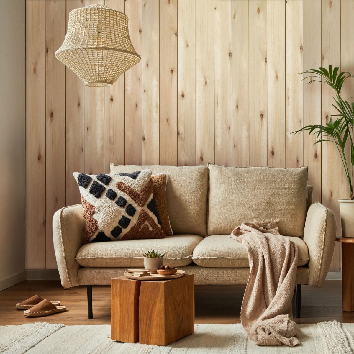 Revestimiento de pared de MADERA de pino natural con nudos