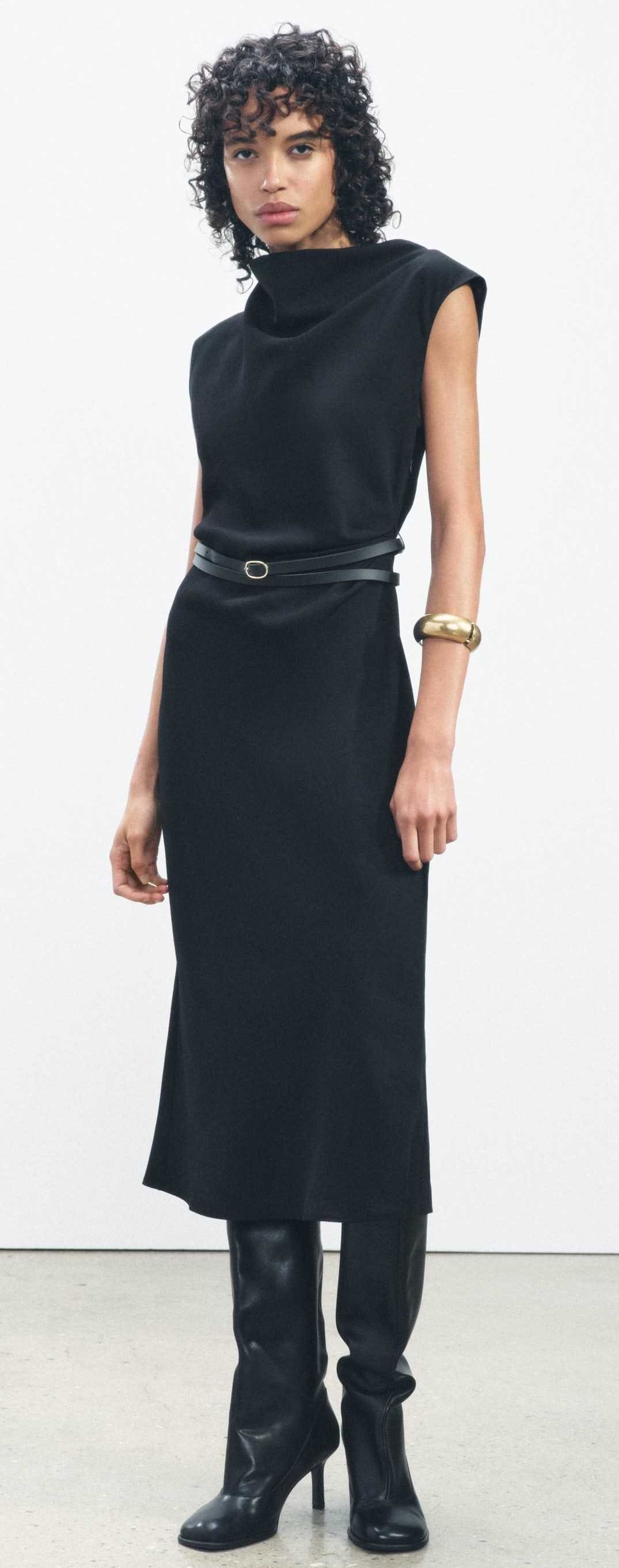 Vestido midi cinturón zw collection de Zara