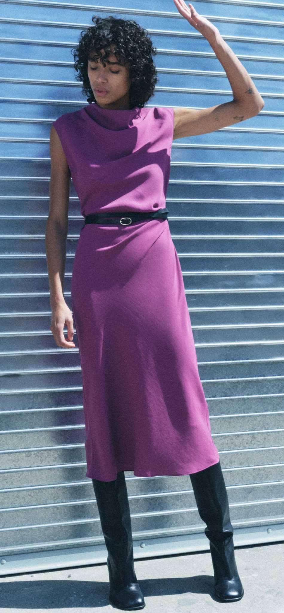 Vestido midi cinturón zw collection de Zara