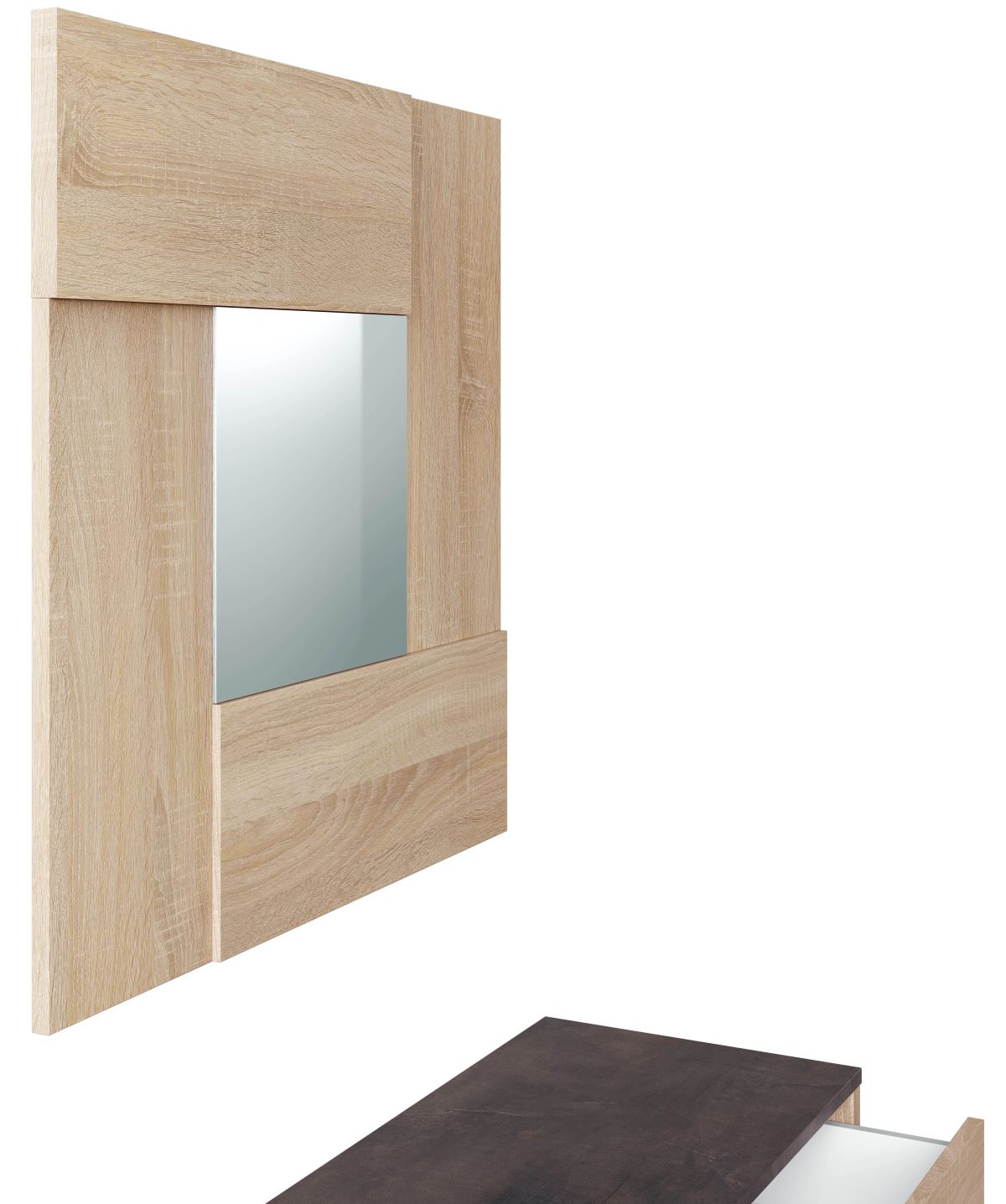 Mueble recibidor con espejo y madera de roble Hera de Leroy Merlin