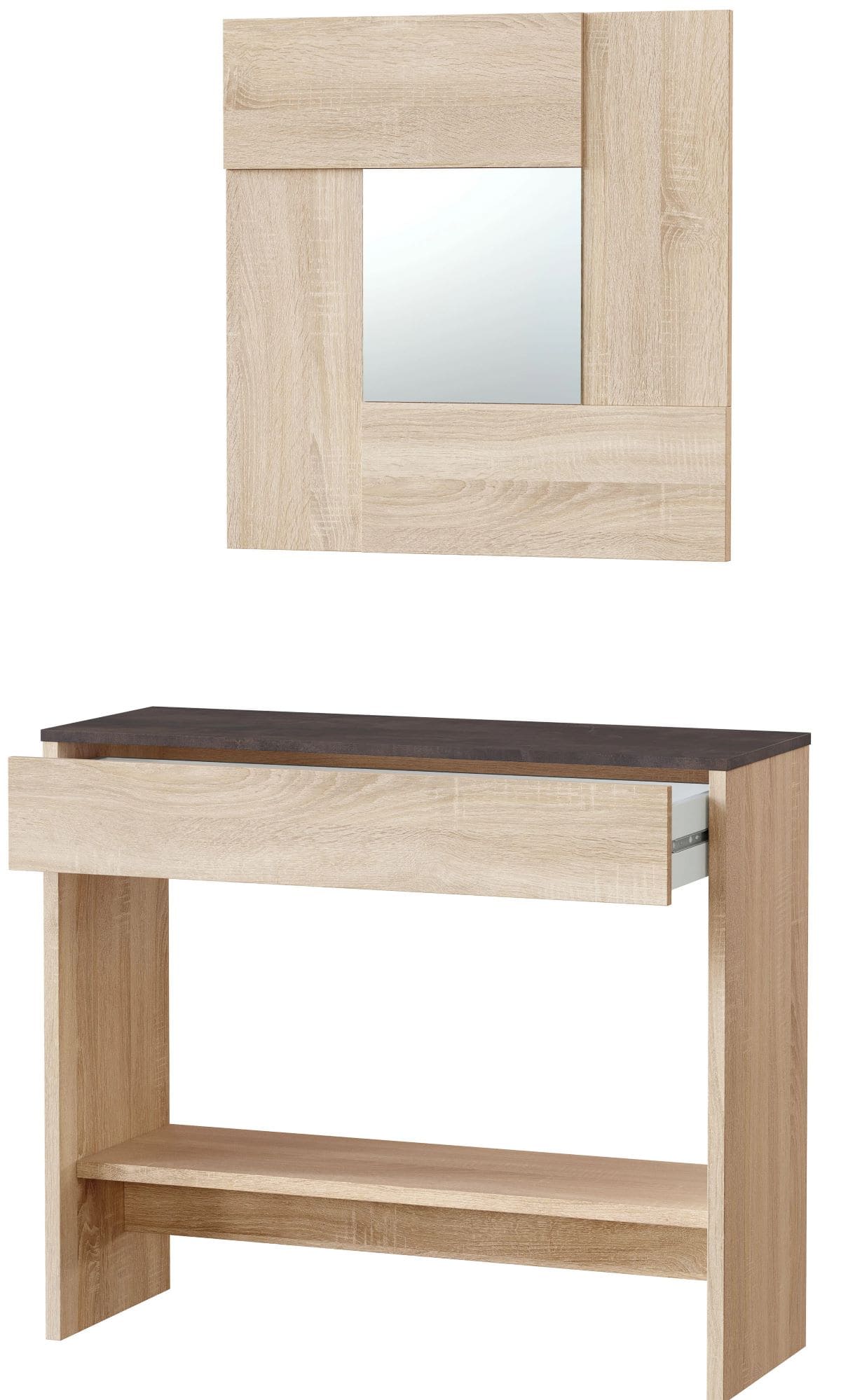 Mueble recibidor con espejo y madera de roble Hera de Leroy Merlin