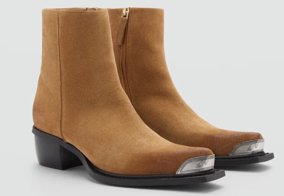 Botín piel punta metálica de Mango