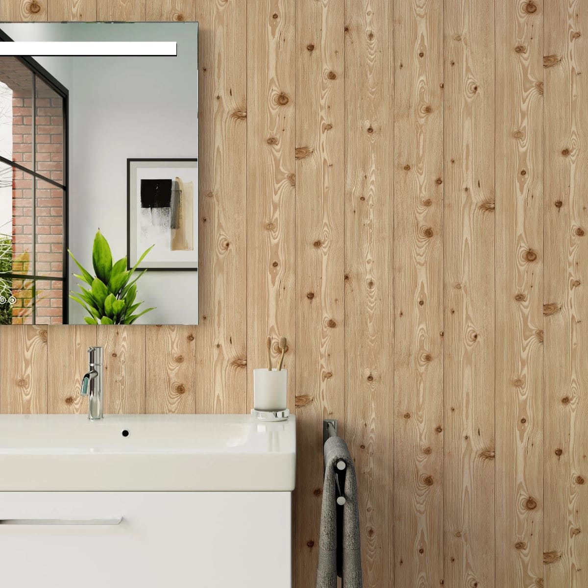 Papel pintado vinilo naturaleza Efecto Madera marrón