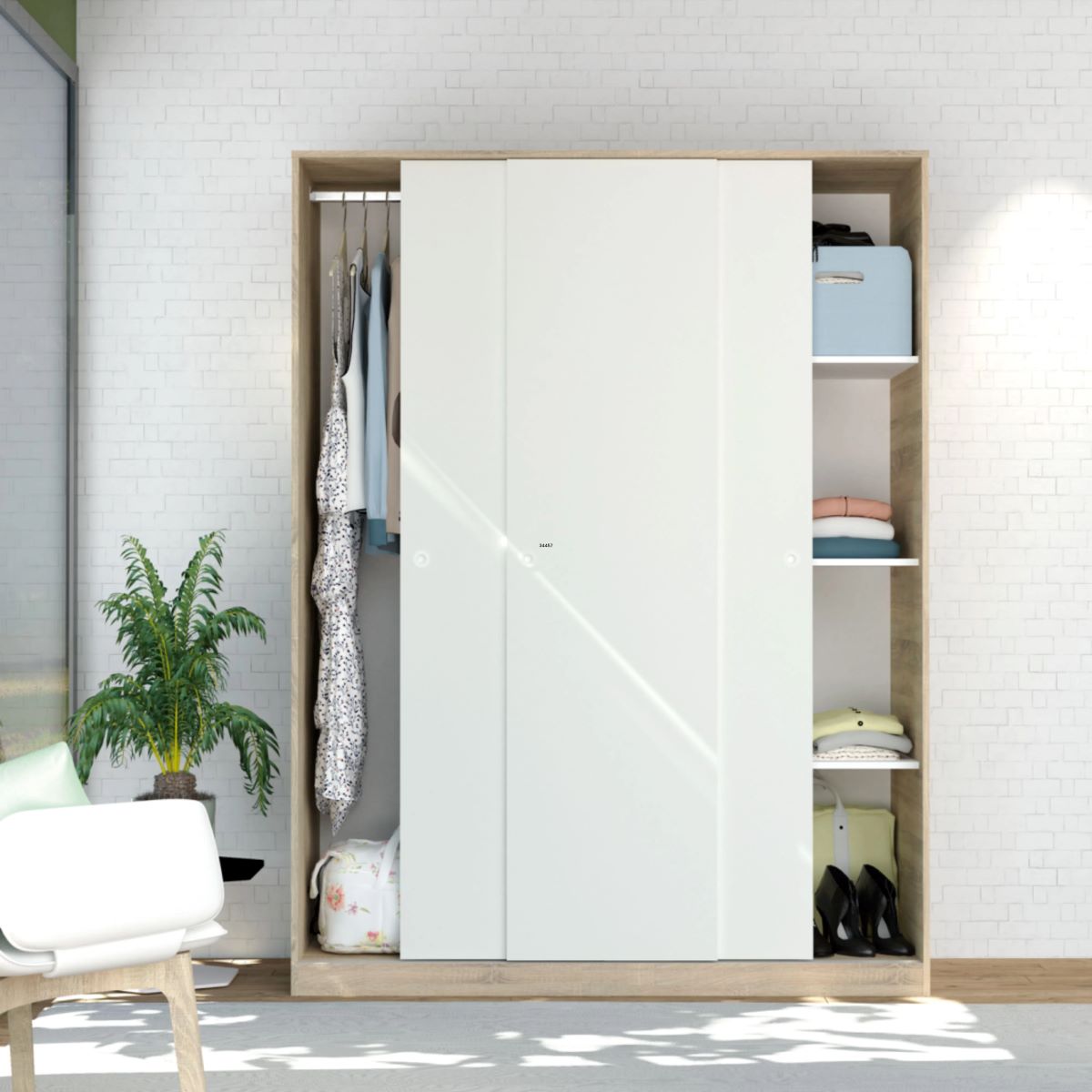 Armario ropero con puertas correderas de estilo nórdico Tibet de Leroy Merlin