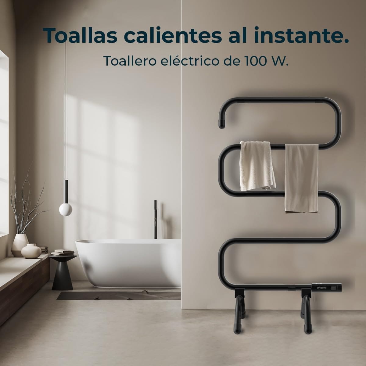 El radiador toallero eléctrico ReadyWarm 5000 Towel Black de Cecotec en Amazon