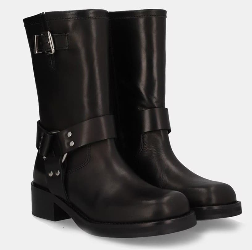 Botas tipo biker en piel con hebilla Alpe
