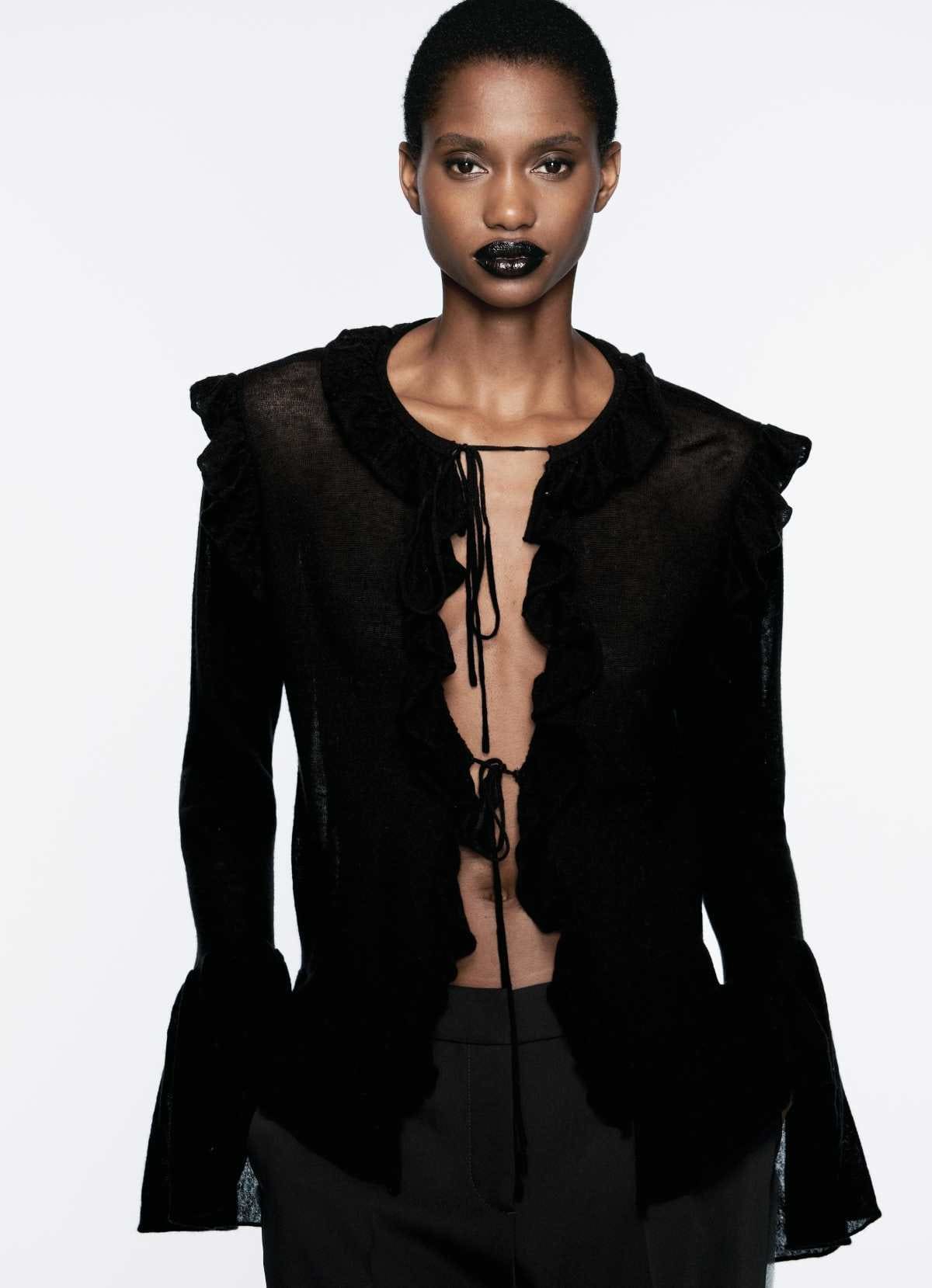 Chaqueta volantes 100 lana de Zara