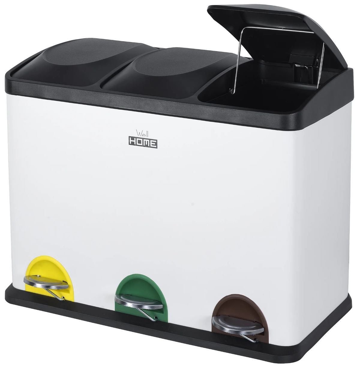 Cubo de reciclaje de 45 L con 3 compartimentos WELLHOME de Leroy Merlin