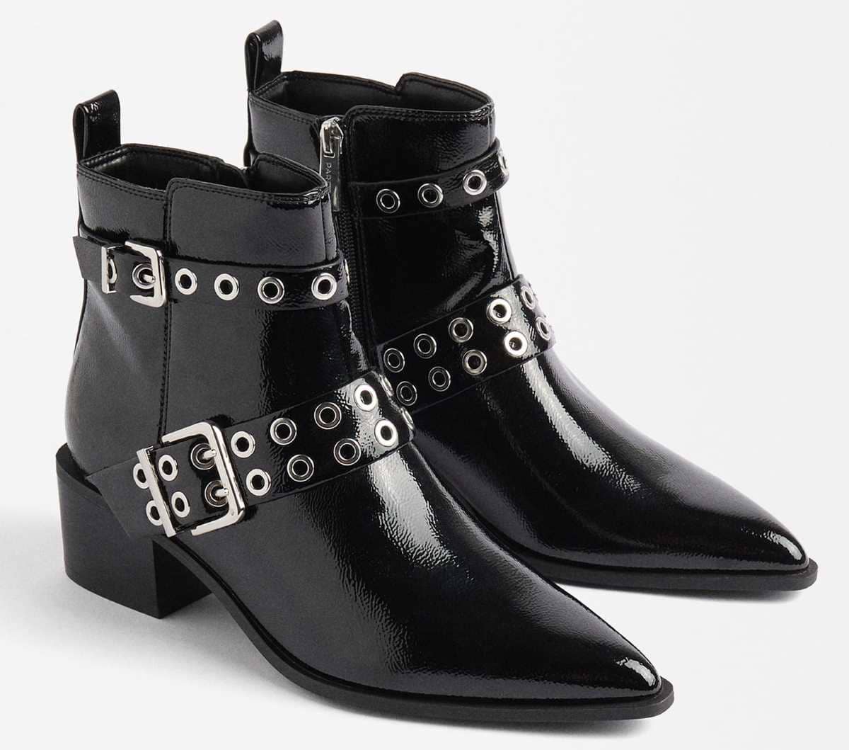 Botines De Tacón Con Detalle De Hebillas Y Tachuela de Parfois