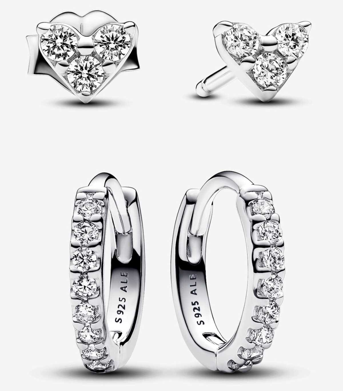 Conjunto de Regalo Pendiente de Corazón y Pendientes de Aro Brillante de Pandora