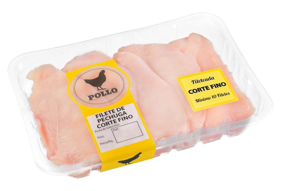 Filetes de pechuga de pollo corte fino