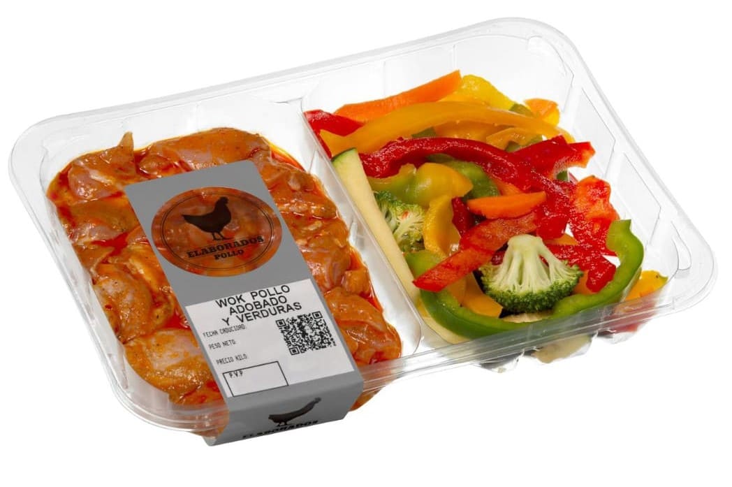 Wok de pollo adobado y verduras