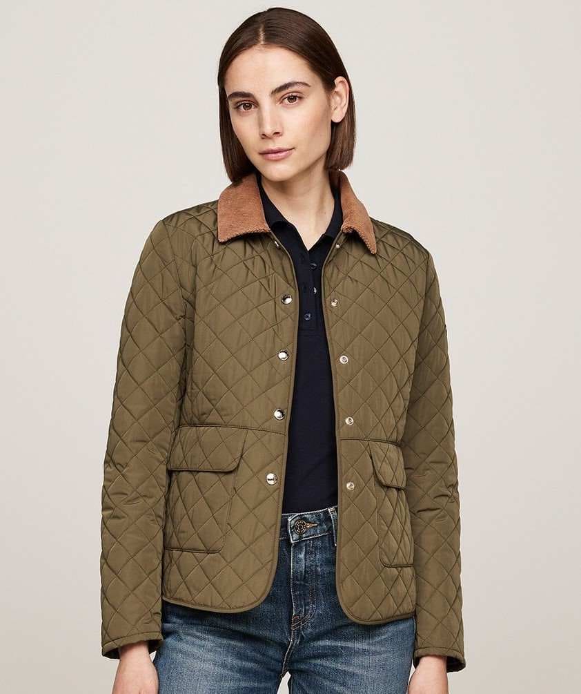 Tommy Hilfiger Abrigo de mujer acolchado y con cierre de botones