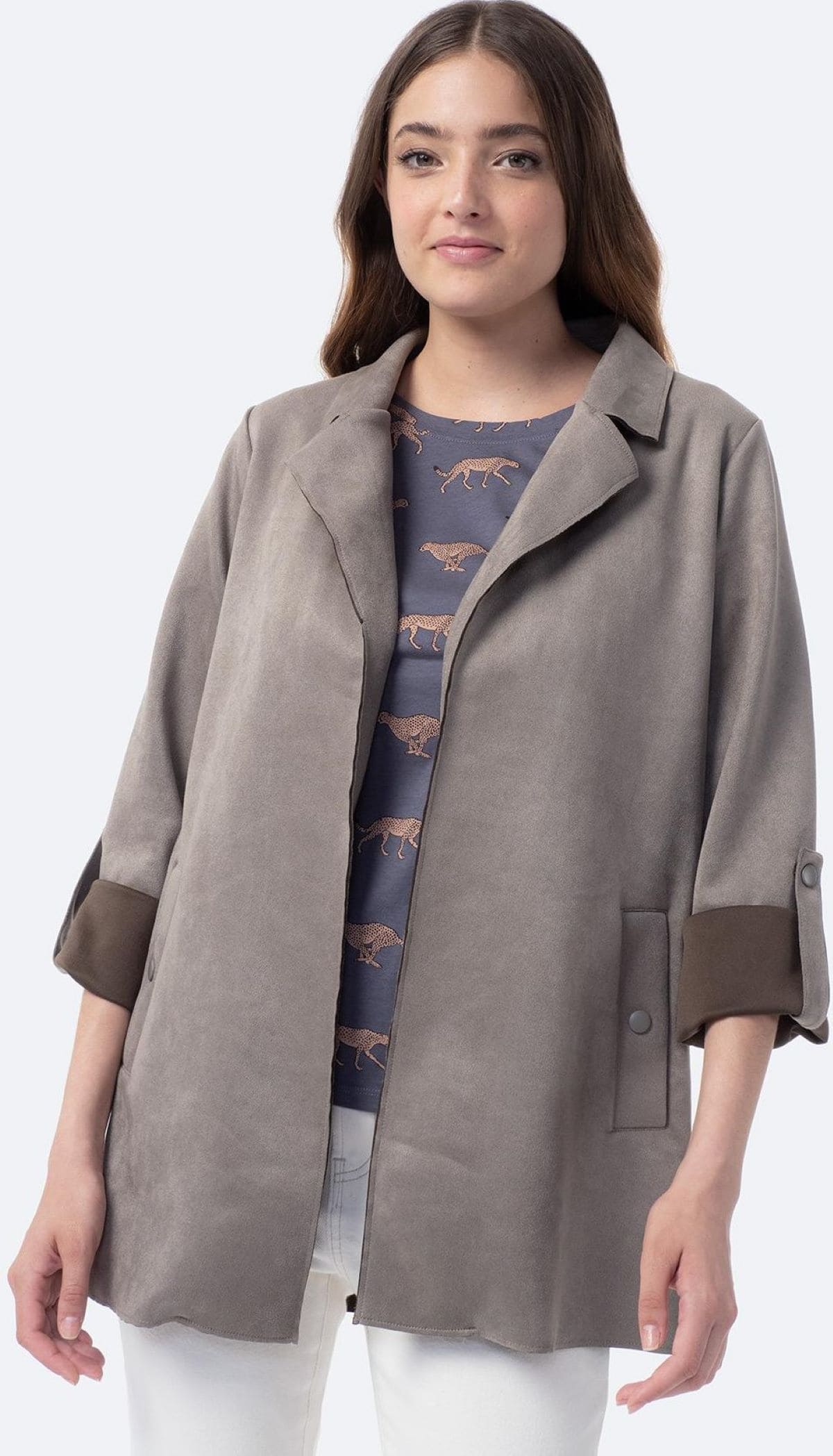 Cazadora larga de antelína TEX de Carrefour