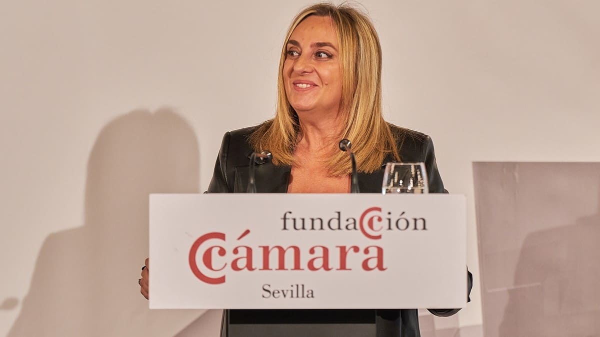 La alclaldessa de Granada, Marifrán Carazo, durante su intervención en la Cámara de Comercio de Sevila | Salvador López Medina