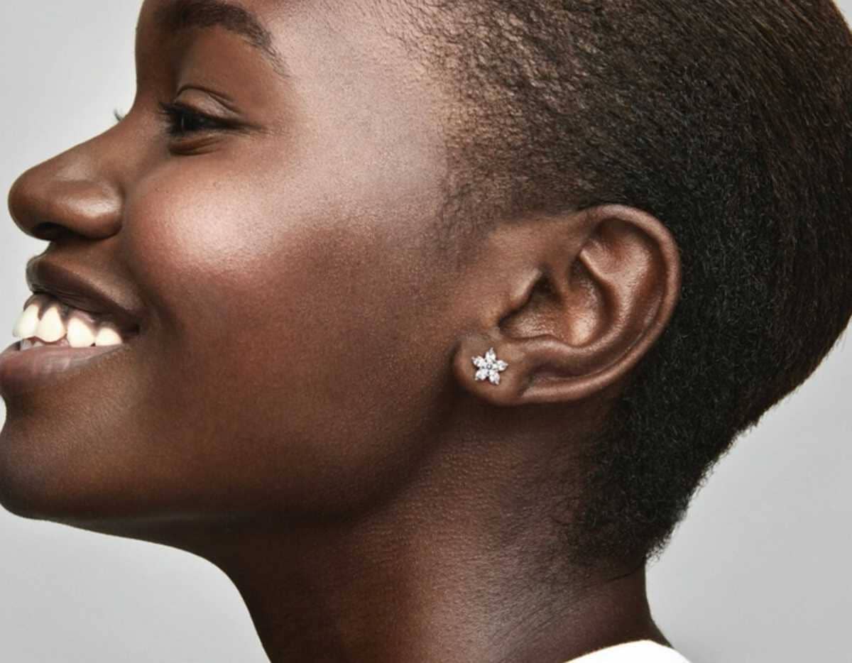 Pendientes de Botón Brillante Copo de Nieve de Pandora