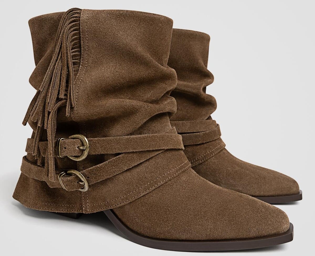 Botines de piel cowboy con flecos