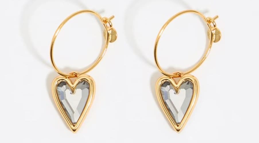 Bimba y Lola Pendientes aro con corazón cristal