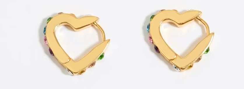 Bimba y Lola Pendientes aro mini de corazón con cristales