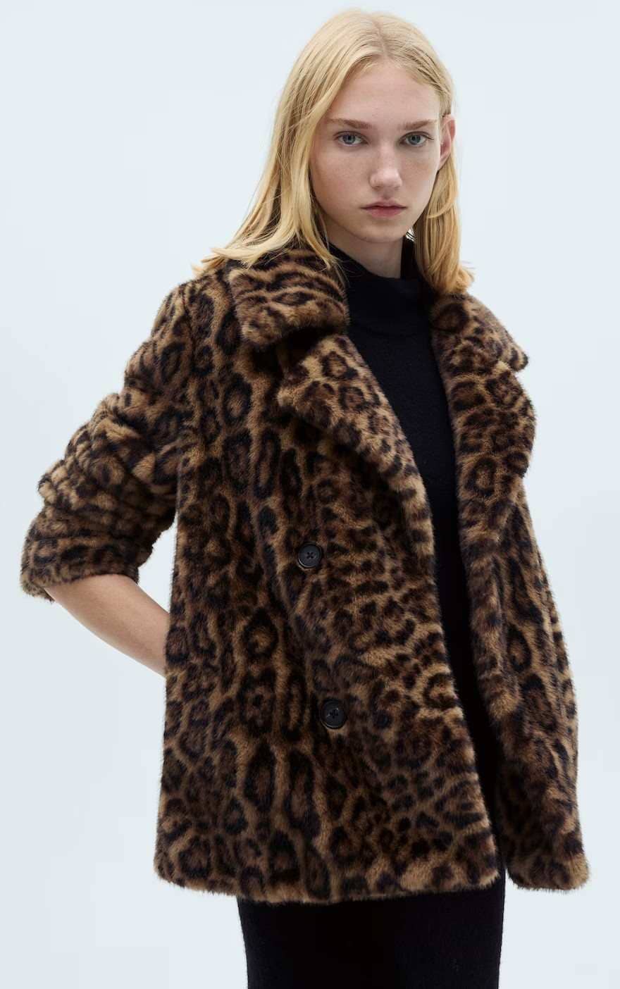Abrigo pelo leopardo de Mango