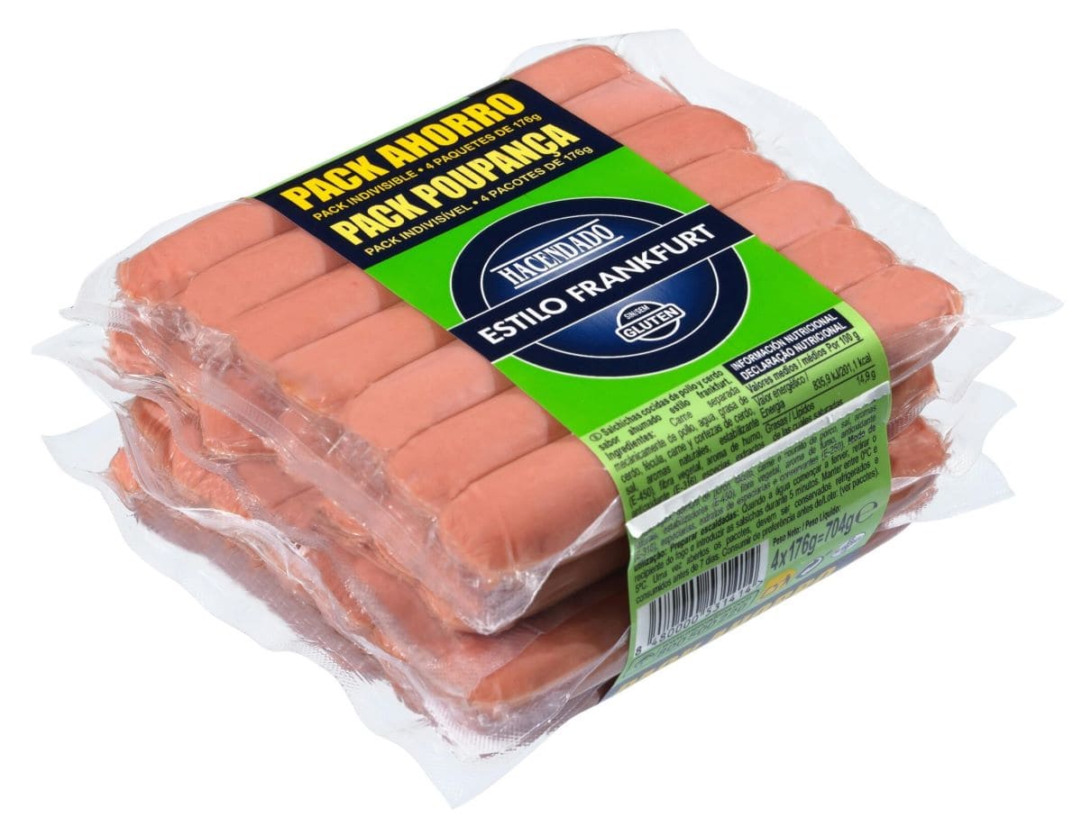 Salchichas cocidas estilo Frankfurt Hacendado