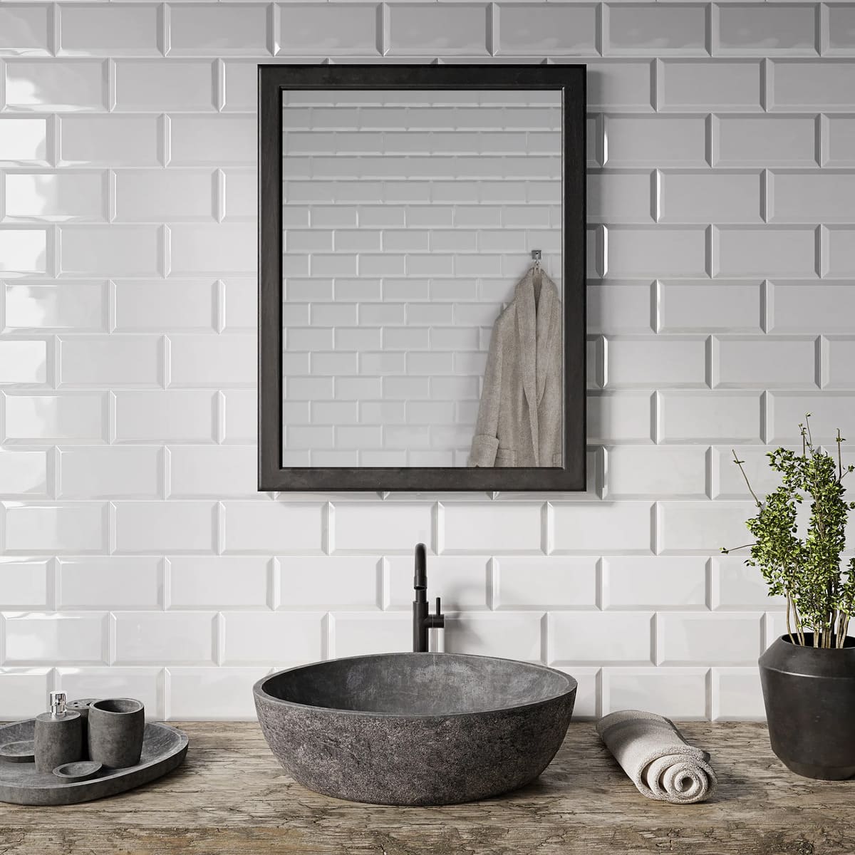 Azulejo cerámico de efecto brillante Metro, ARTENS