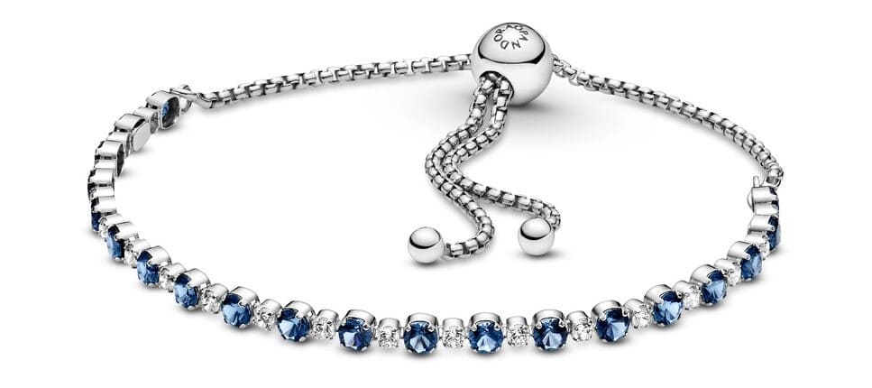 PANDORA Pulsera Brillos Azules y Transparentes Cierre Deslizante
