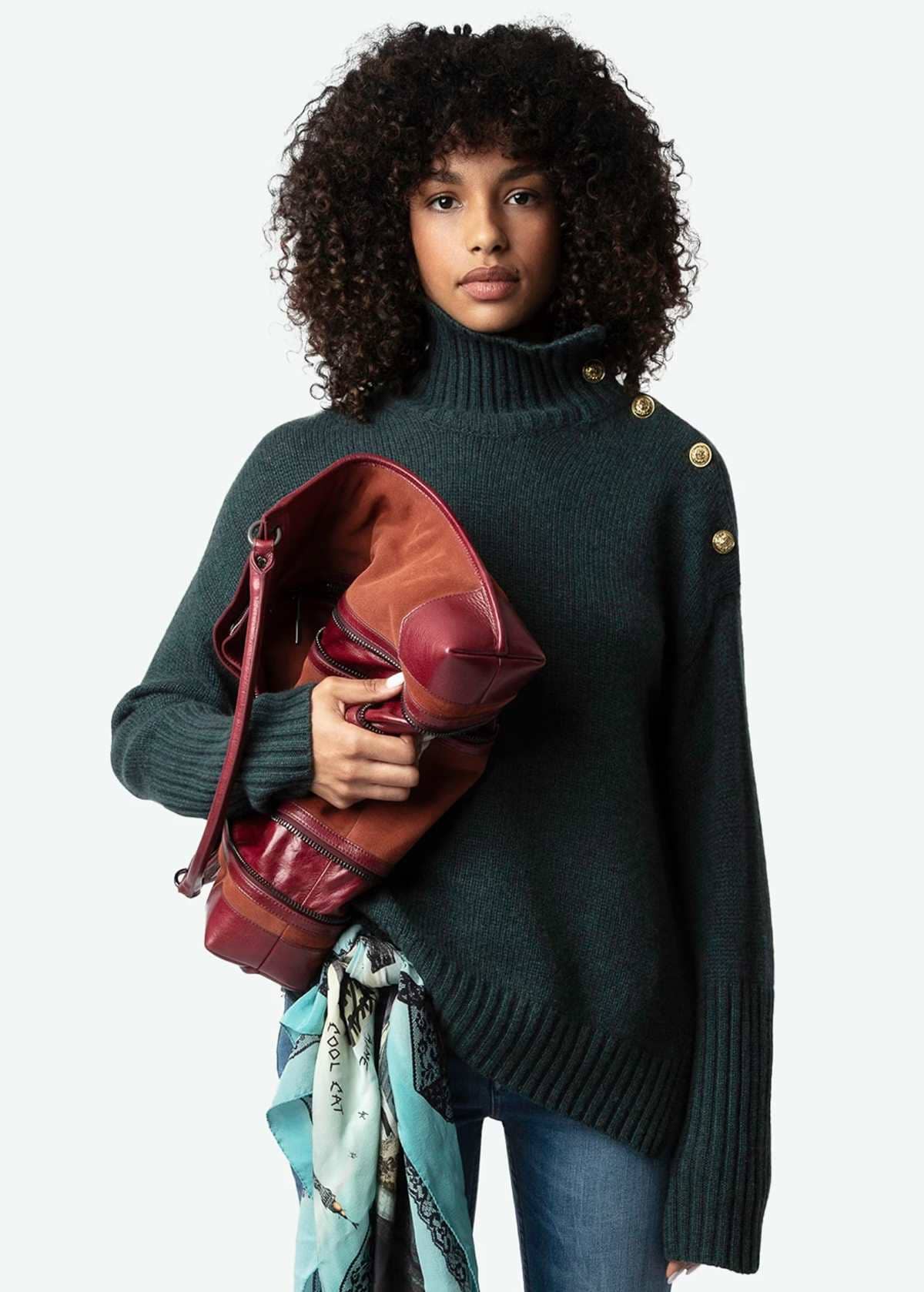 Zadig & Voltaire Jersey de mujer 100 cashmere Alma con botones dorados