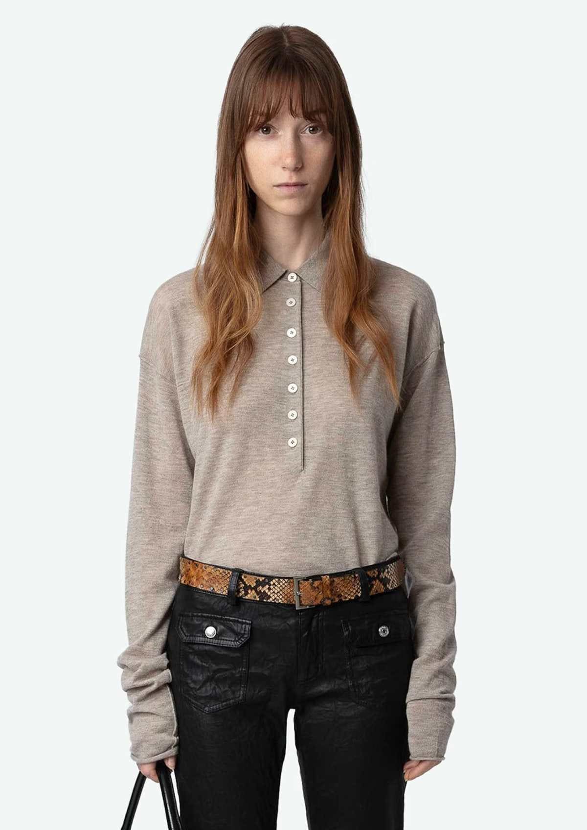 Zadig & Voltaire Jersey de mujer Marly 100 cachemira de manga larga