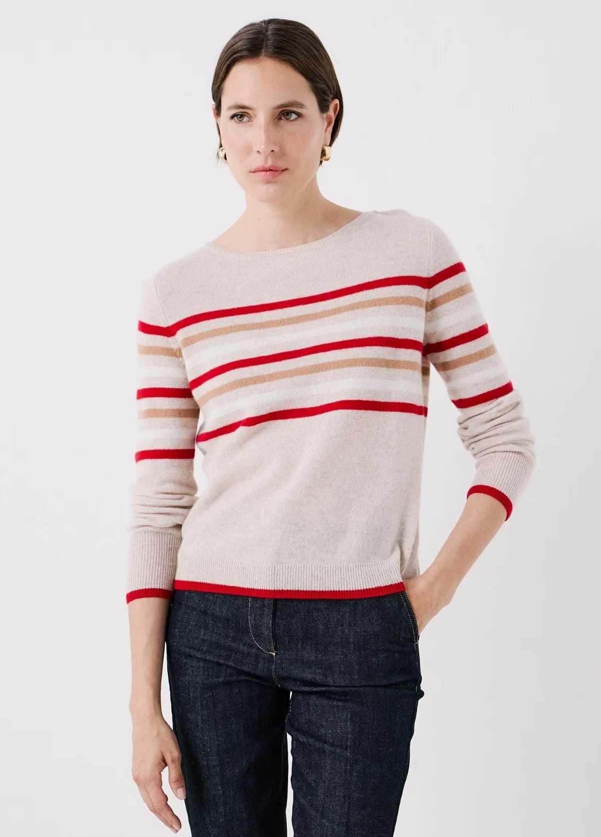 Caroll Jersey de mujer 100 cashmere con estampado de rayas