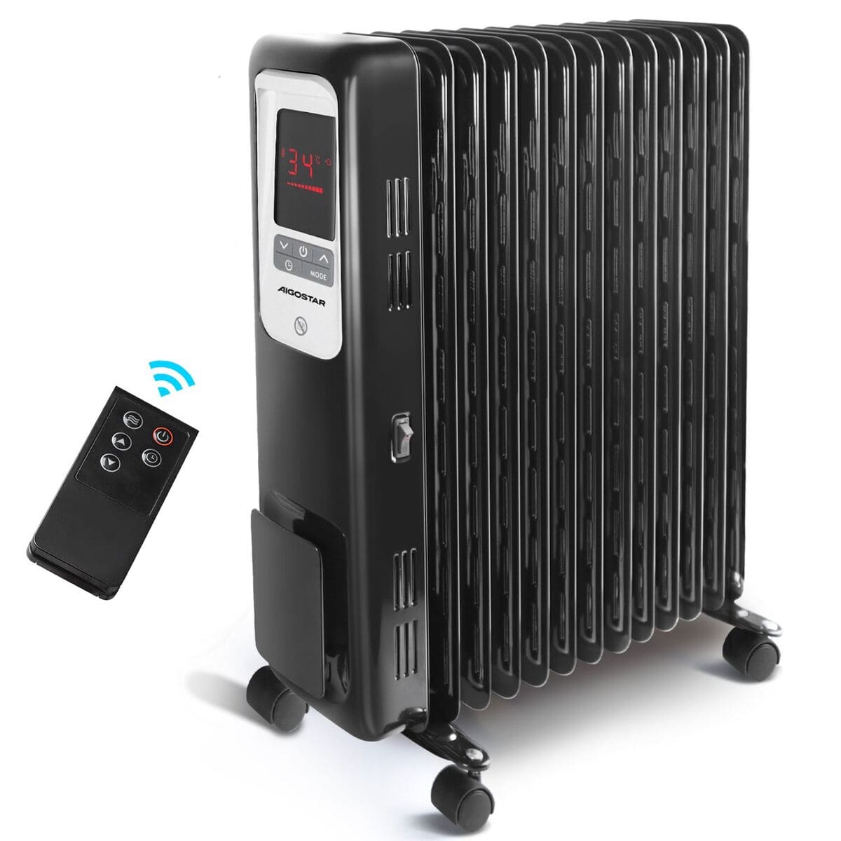 El radiador de aceite con 2500 W y pantalla de control LED de Carrefour