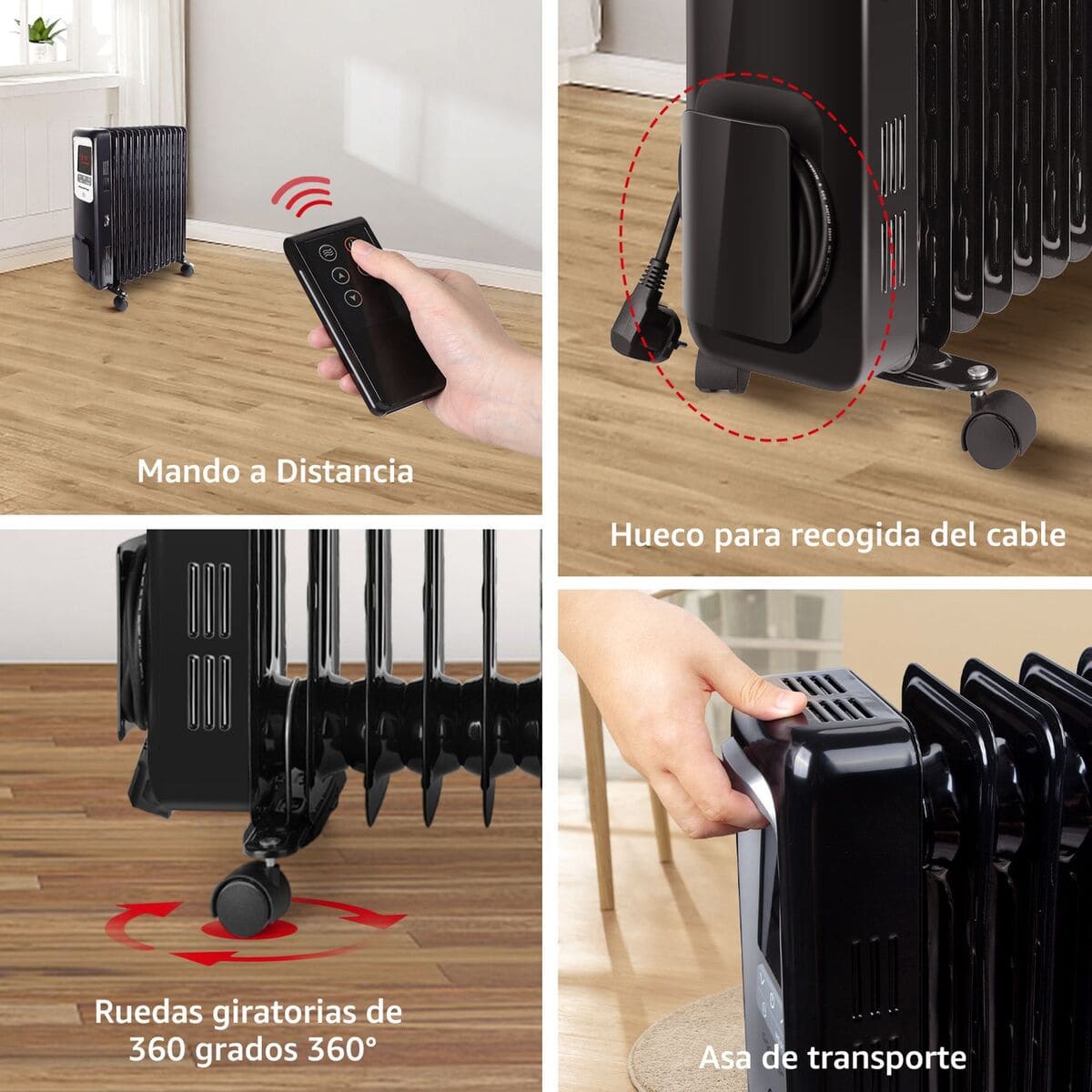 El radiador de aceite con 2500 W y pantalla de control LED de Carrefour