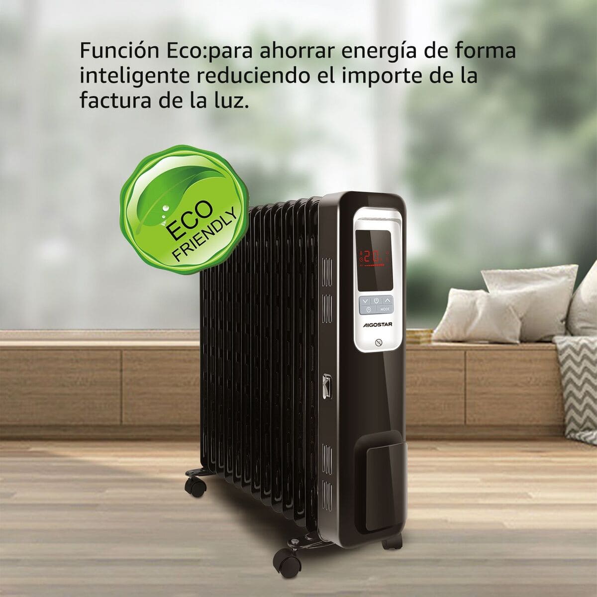 El radiador de aceite con 2500 W y pantalla de control LED de Carrefour