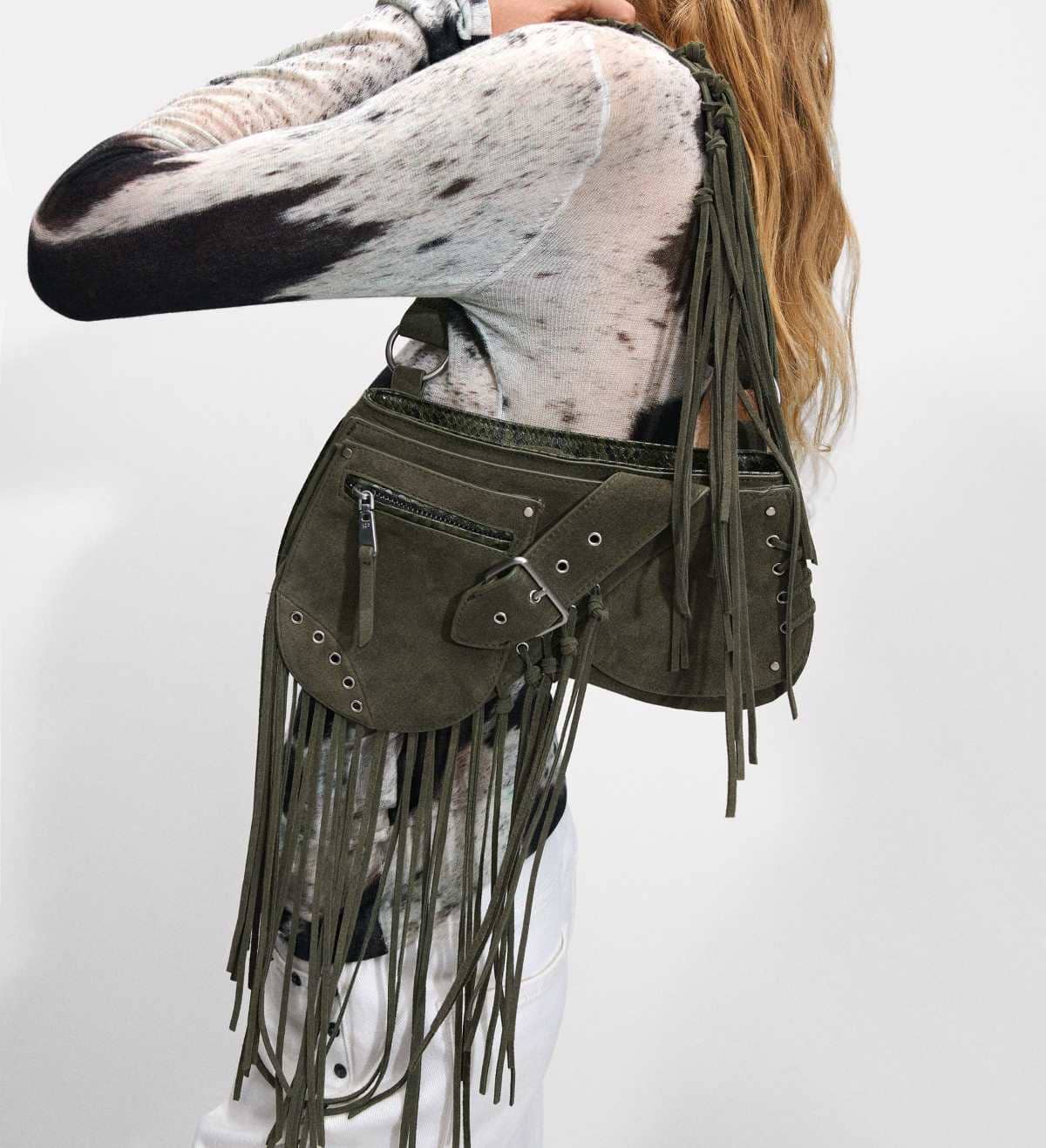 Bolso de hombro de piel con flecos de Parfois