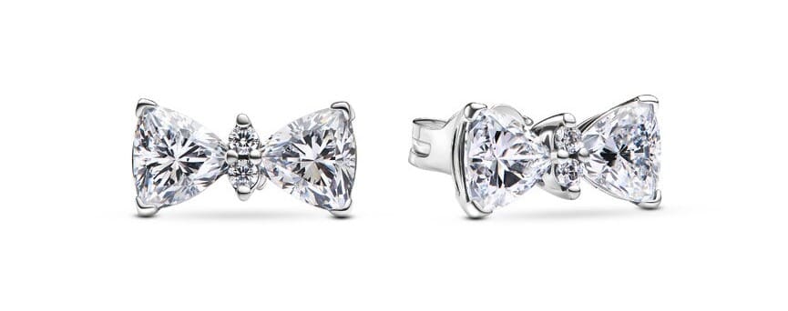 PANDORA Pendientes en plata de ley de botón Lazo Brillante