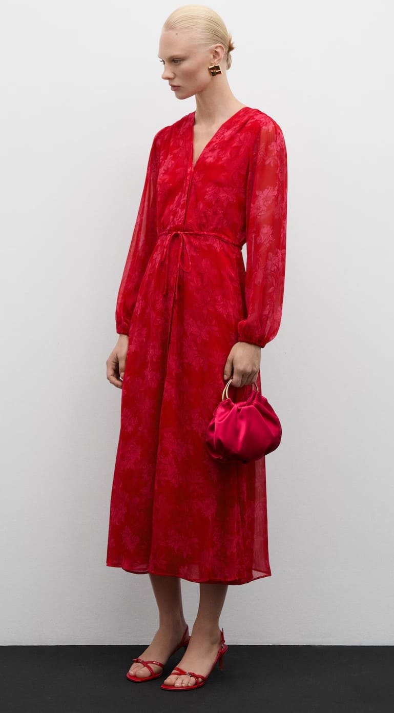 Vestido estampado floral nudo Mango