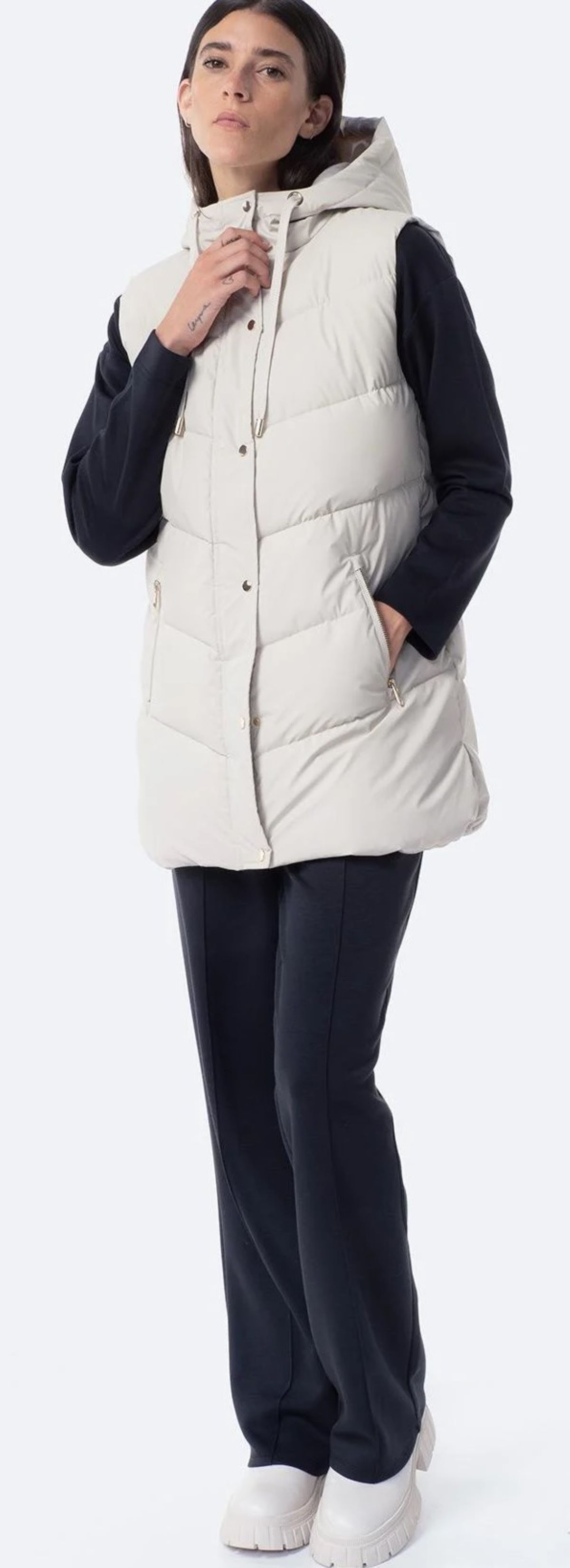 Chaleco liso largo acolchado TEX de Carrefour