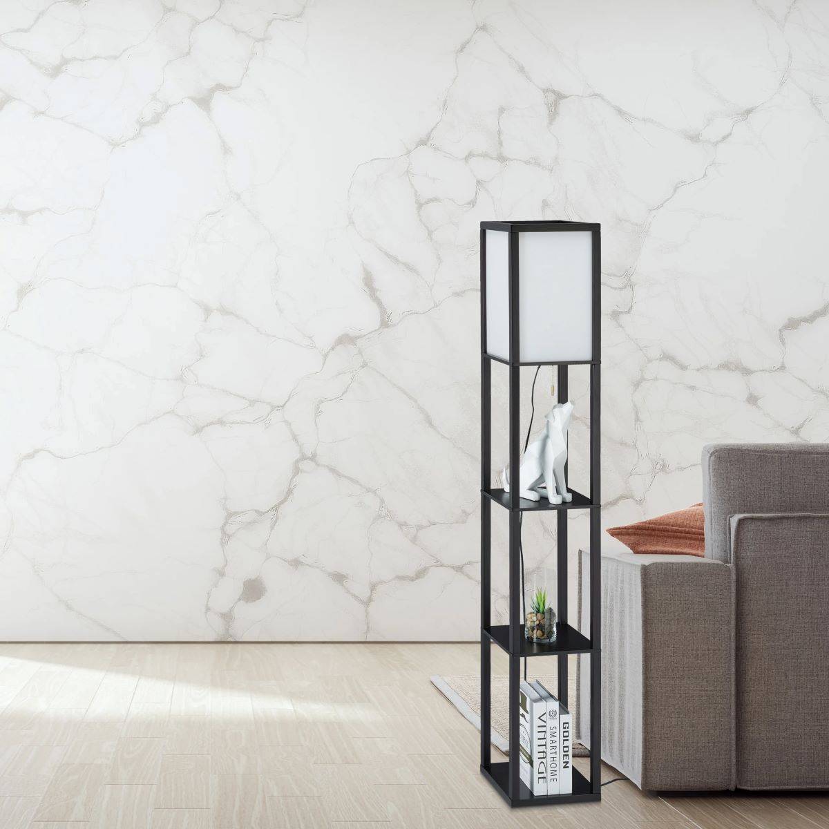 Lámpara de pie con baldas Relaxdays de Leroy Merlin